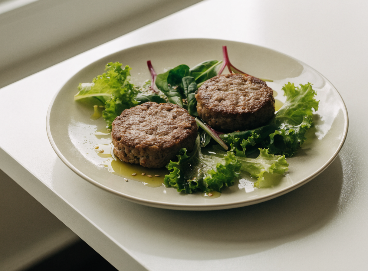 Beef Patties with Mixed Greens healthy recipe