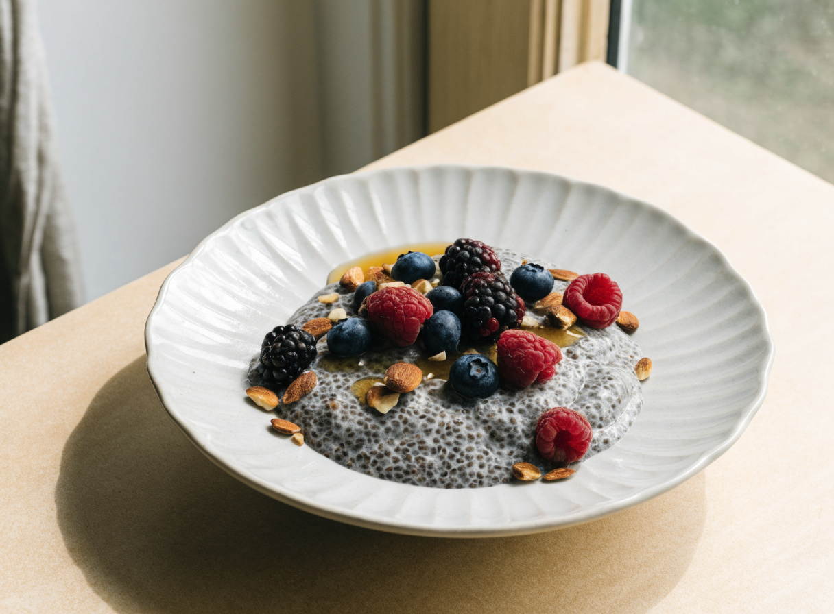 Chia Pudding with Berries & Nuts healthy recipe