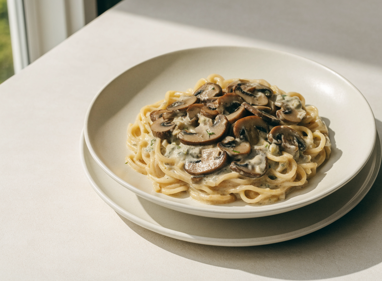 Creamy Mushroom Yogurt Pasta healthy recipe