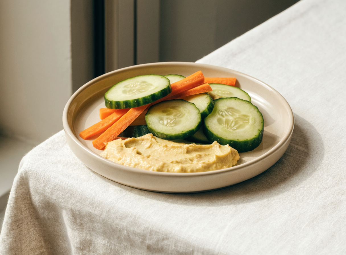 Cucumber & Carrot Bites with Hummus healthy recipe