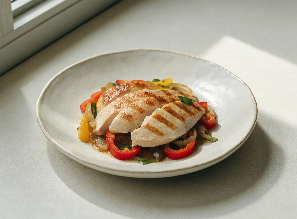 Garlic Chicken with Sautéed Veggies healthy recipe