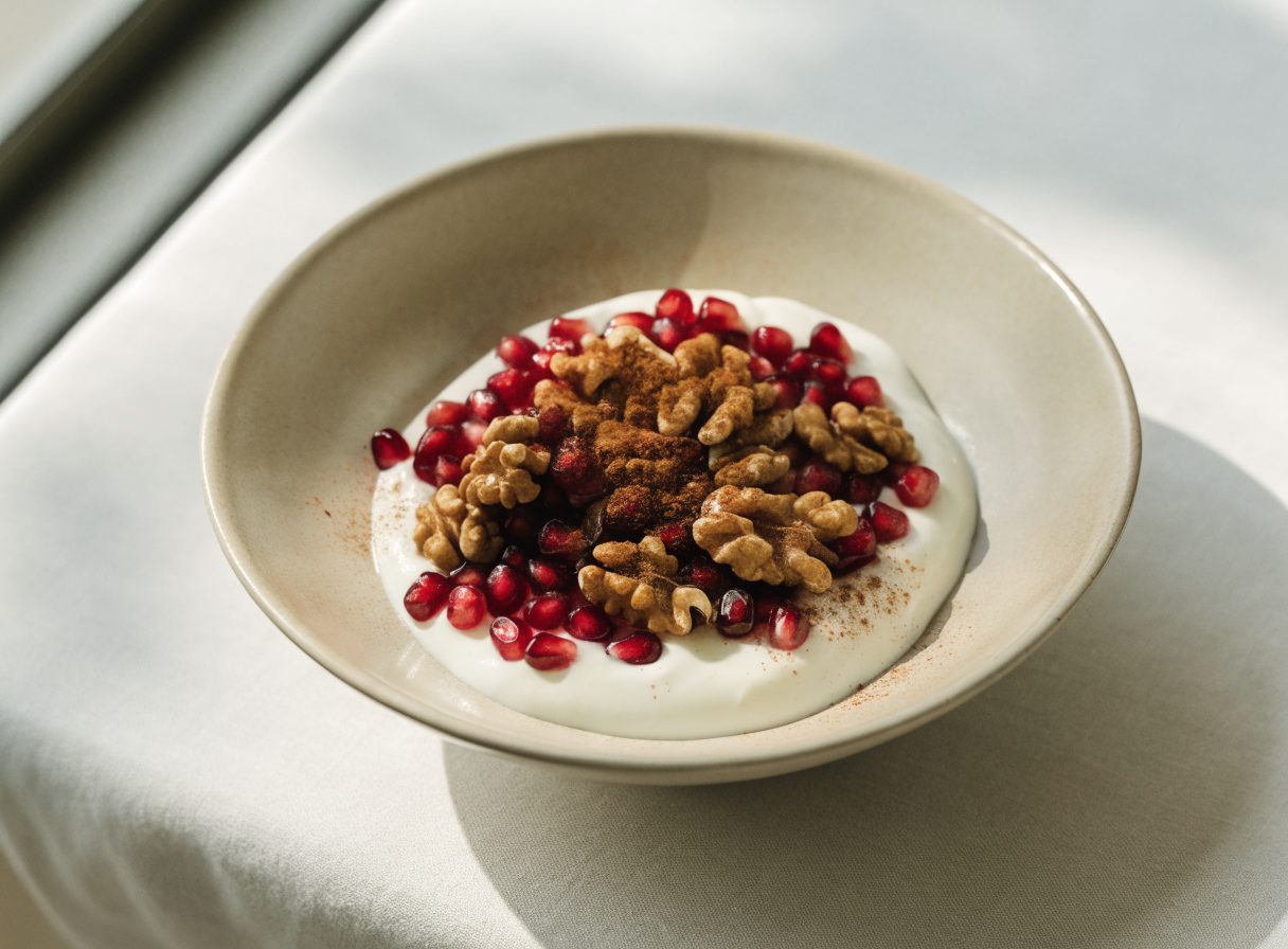 Greek Yogurt with Pomegranate & Walnuts healthy recipe