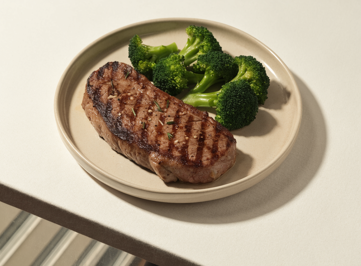 Grilled Beef Steak with Steamed Broccoli healthy recipe