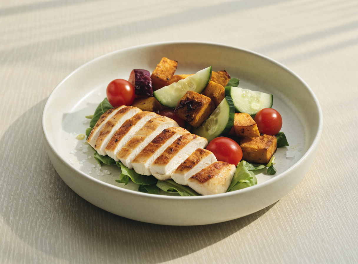 Grilled Chicken & Roasted Sweet Potato Salad healthy recipe