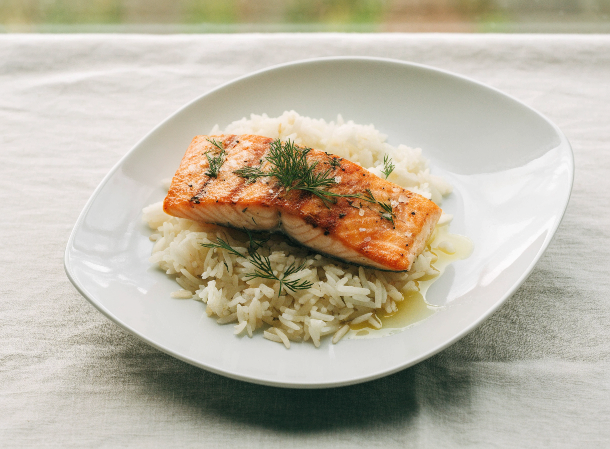 Lemon Herb Salmon Rice healthy recipe