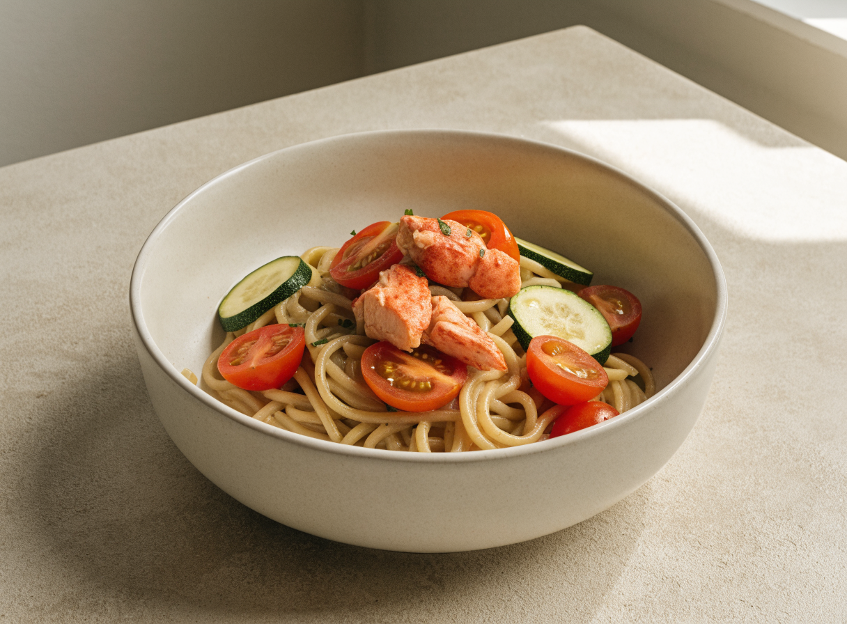 Lobster & Veggie Pasta Bowl healthy recipe