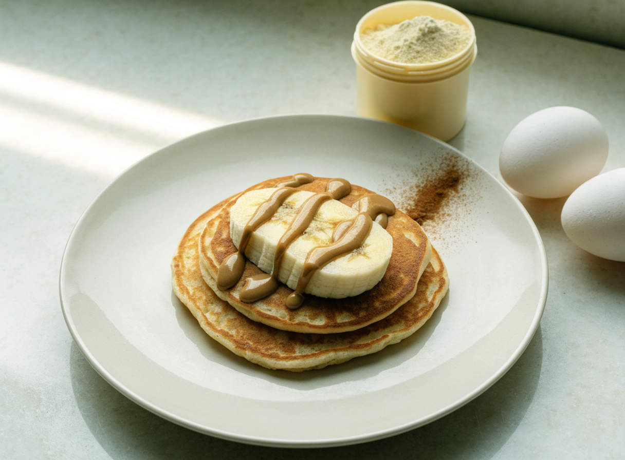 Protein Pancakes with Banana & Peanut Butter healthy recipe