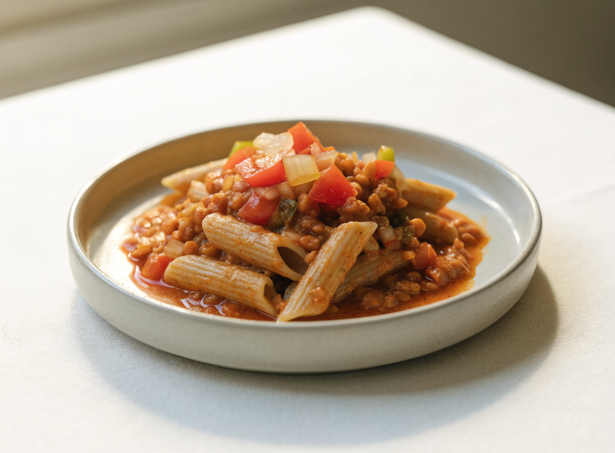 Red Lentil & Veggie Pasta healthy recipe