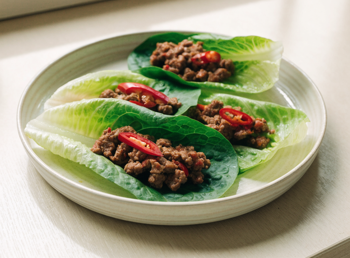Spicy Ground Beef Lettuce Wraps healthy recipe